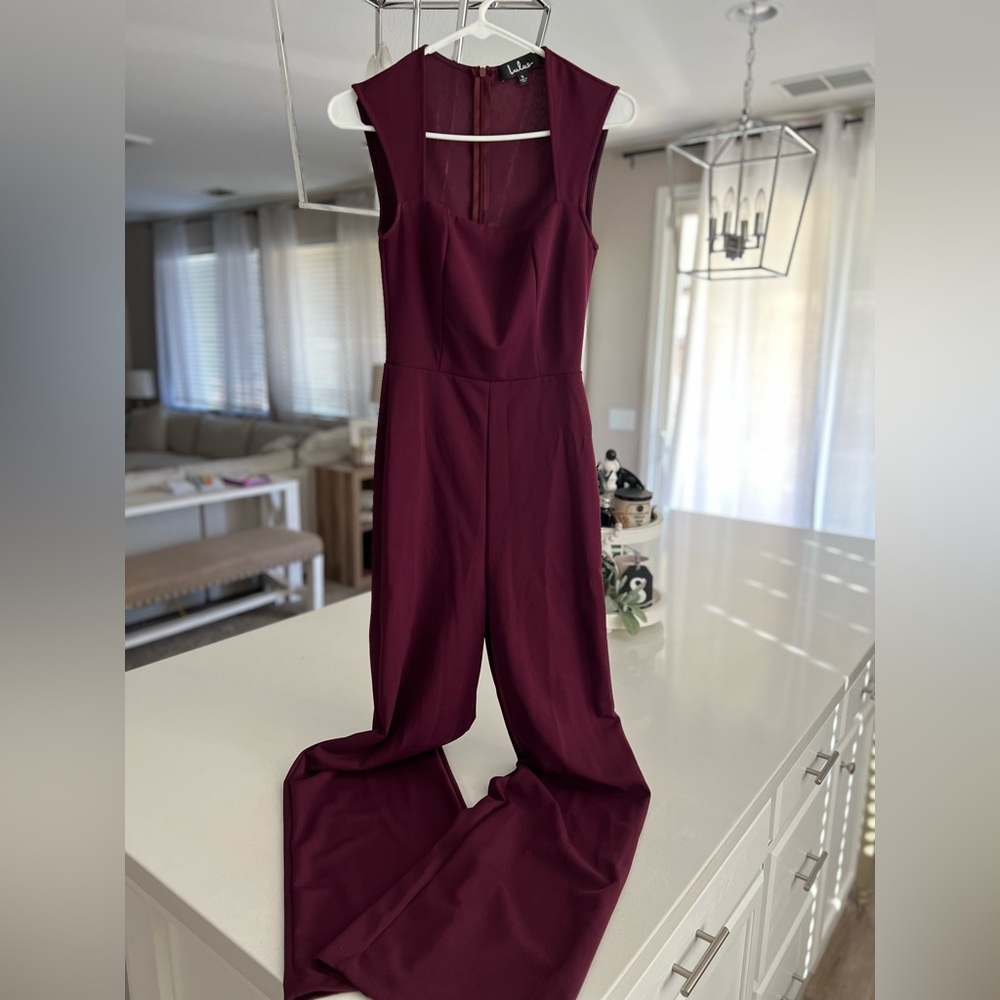 Lulus small eggplant purple, wide flare, jumper